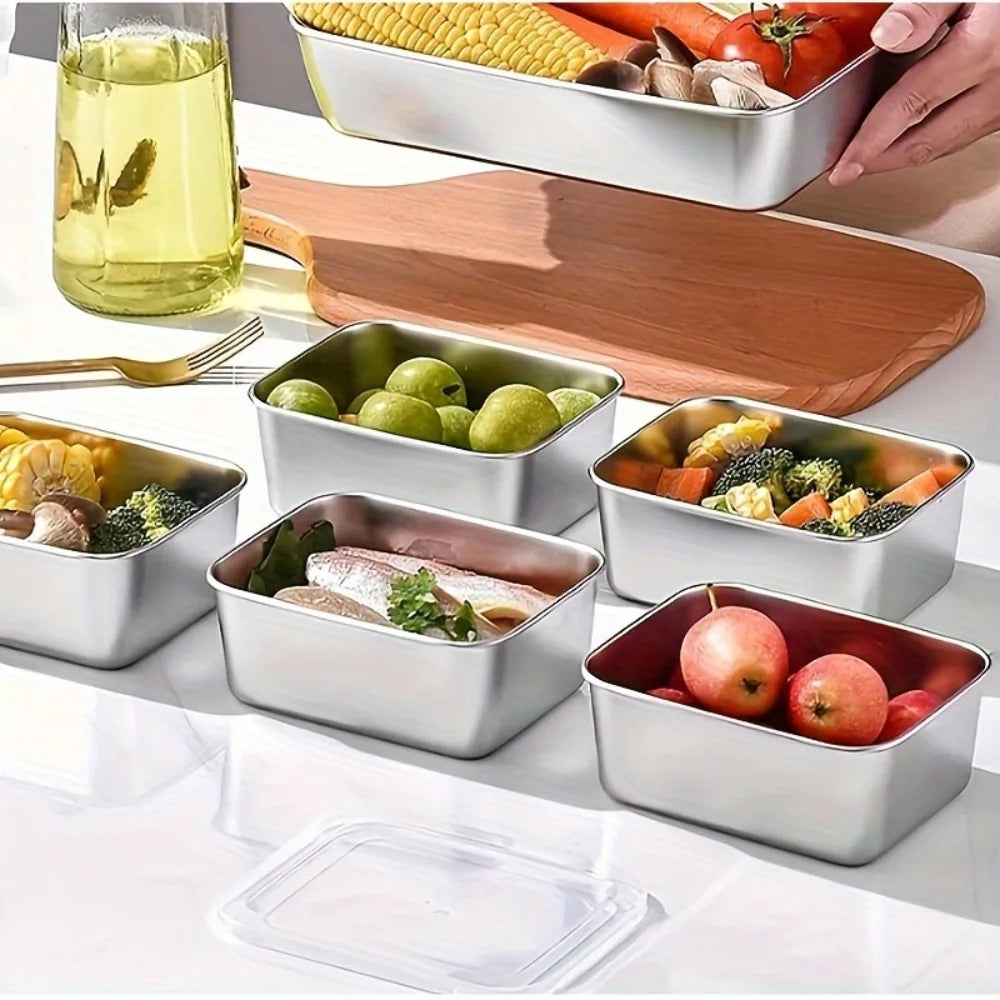 5pcs Stainless Steel Food Storage Containers – Airtight Lunch Boxes for Meal Prep