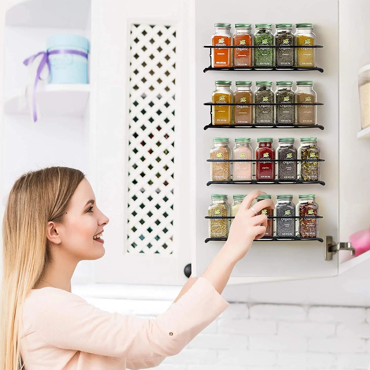 Wall Mount Spice Rack Organizer – Space Saving Metal Kitchen Storage (1/2/4pcs)