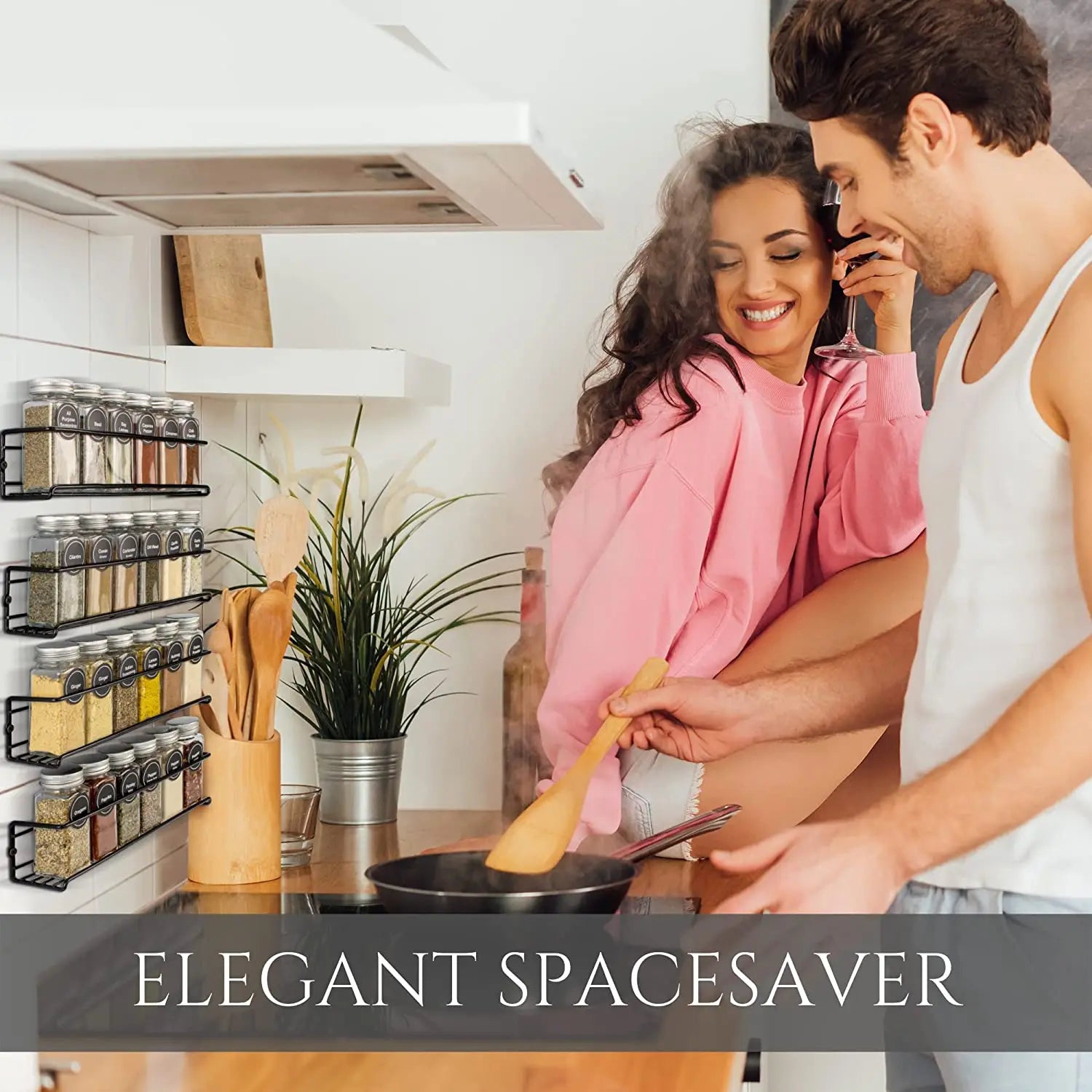 Wall Mount Spice Rack Organizer – Space Saving Metal Kitchen Storage (1/2/4pcs)