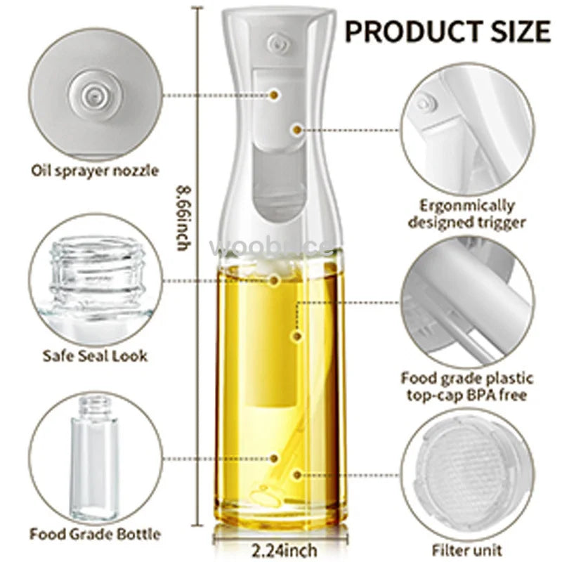 Oil Spray Bottle 200/300/500ml – Kitchen Oil Sprayer for Cooking & Air Fryer